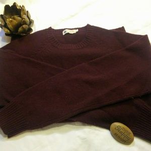 J.Crew Burgundy Lambswool Crewneck Sweater